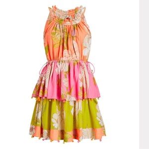 Farm Rio NWT mini neon garden tiered dress S